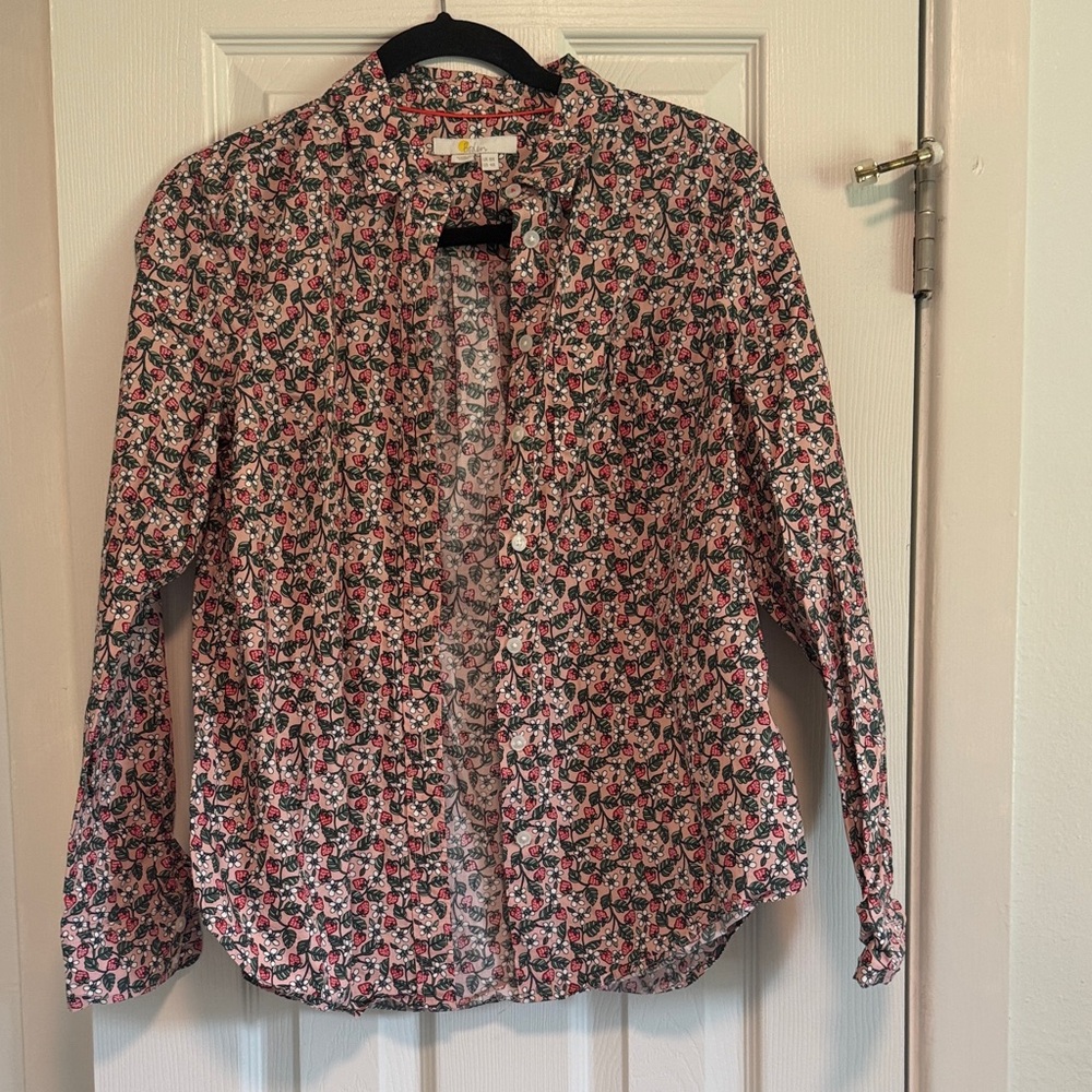 Boden Strawberry and Floral Print Blouse